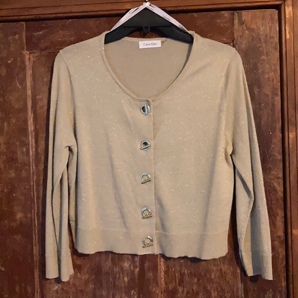 Calvin Kline gold crop lightweight sweater